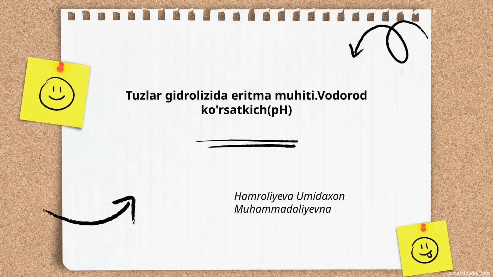 Tuzlar gidrolizida eritma muhiti.Vodorod ko'rsatkich(pH) 1