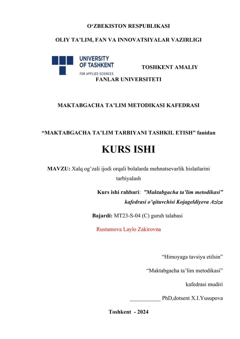 Xalq og’zali ijodi orqali bolalarda mehnatsevarlik hislatlarini tarbiyalash 1