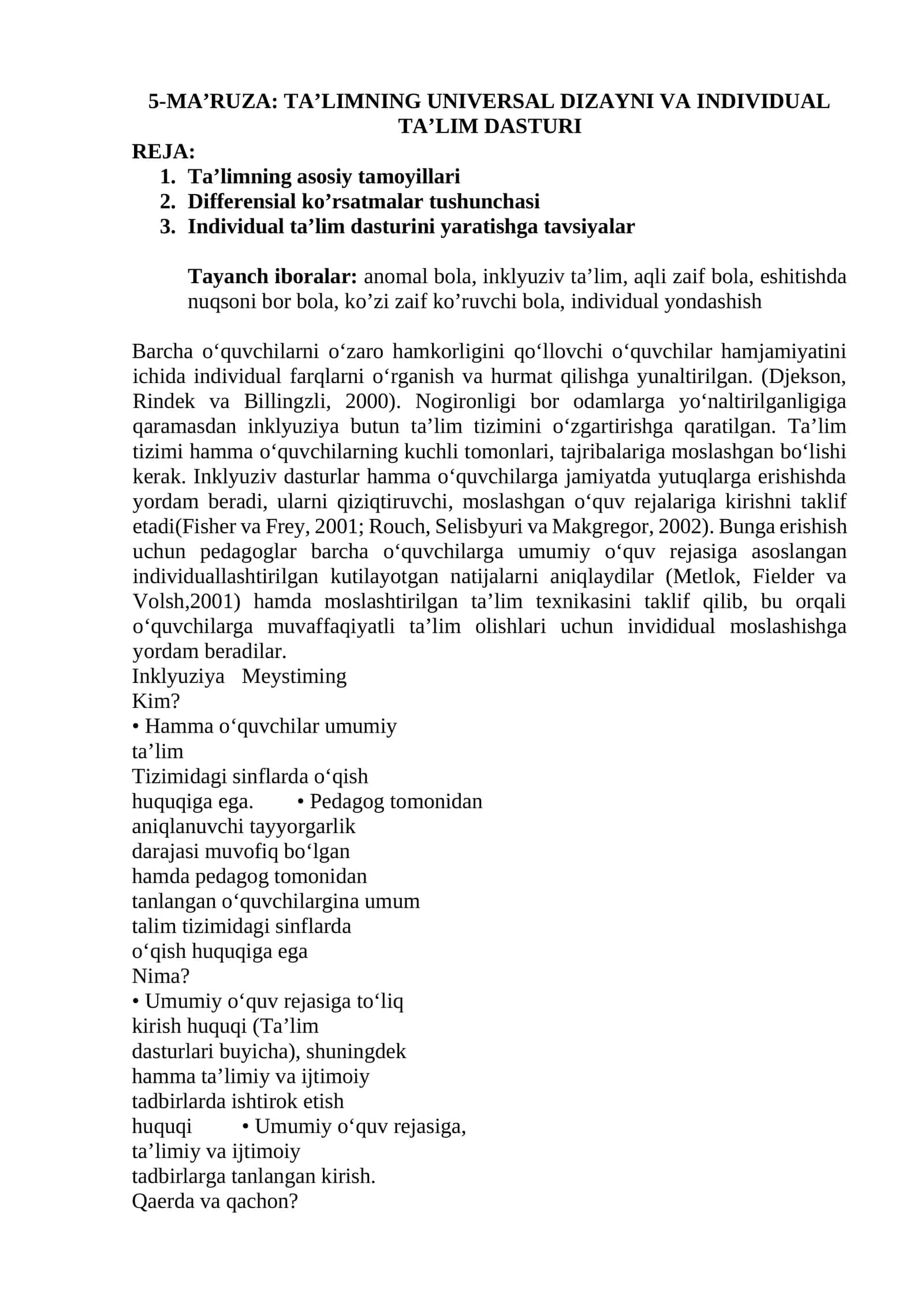 5-MA’RUZA: TA’LIMNING UNIVERSAL DIZAYNI VA INDIVIDUAL TA’LIM DASTURI 1