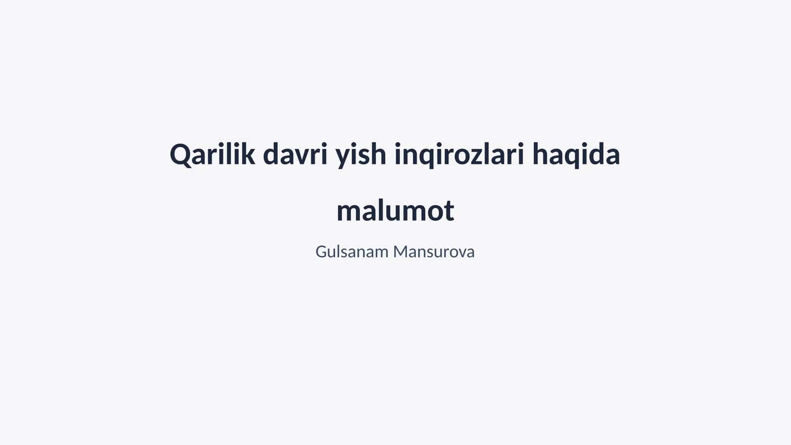Qarilik davri yish inqirozlari haqida malumot 1