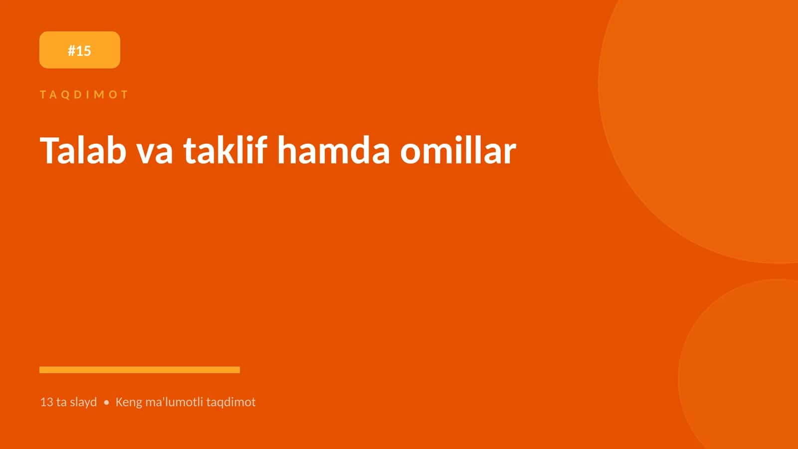 Talab va taklif hamda omillar 1