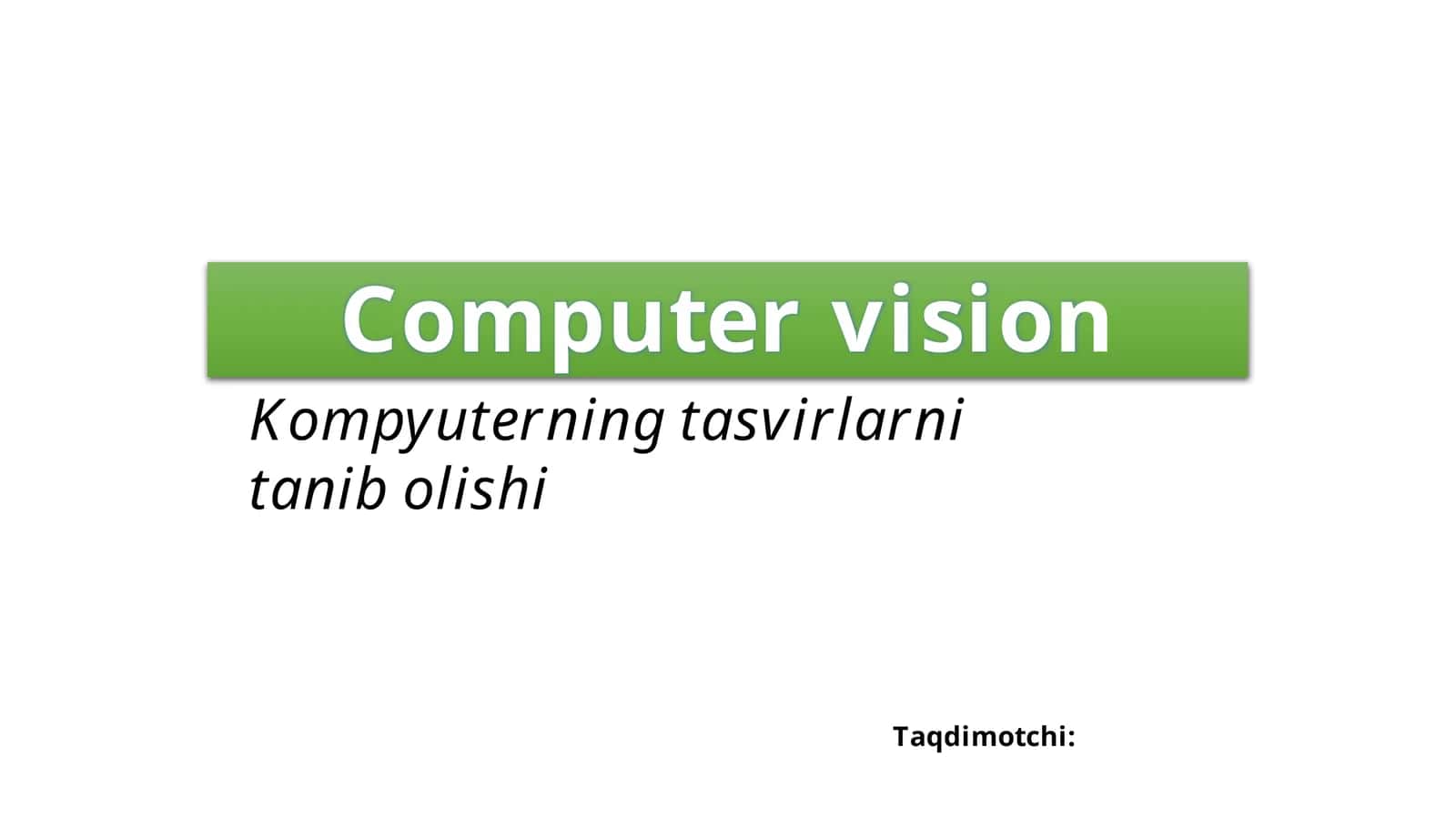 Kompyuterning tasvirlarni tanib olishi 1