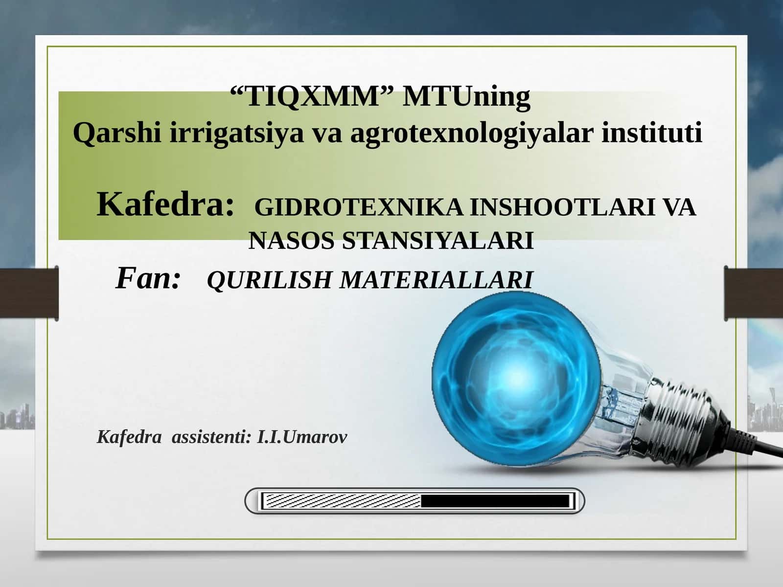 3-MA’RUZA: Mineral bog‘lovchi moddalar, sinflanishi, xavoda qotadigan bog‘lovchi- qurilish oxagi, gipsli boglovchilar, xom ashyosi, ishlab chiqarish texnologiyasi, xossalari 1