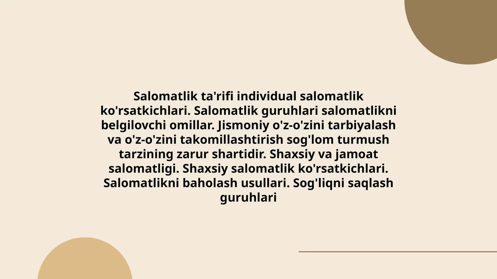 Salomatlik ta'rifi 1