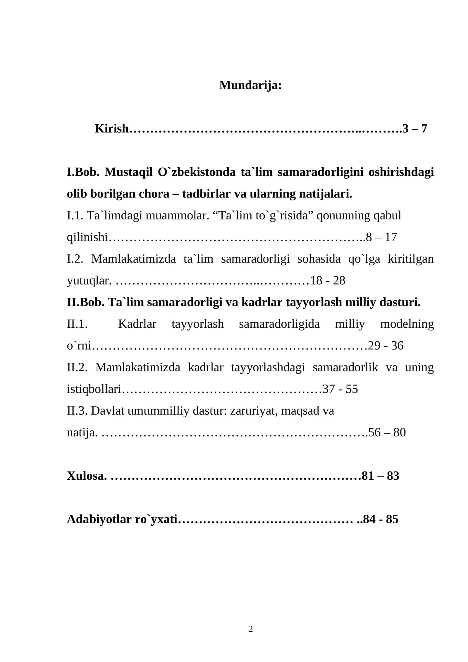 Mustaqil O`zbekistonda ta`lim samaradorligini oshirishdagi olib borilgan chora – tadbirlar va ularning natijalari 1
