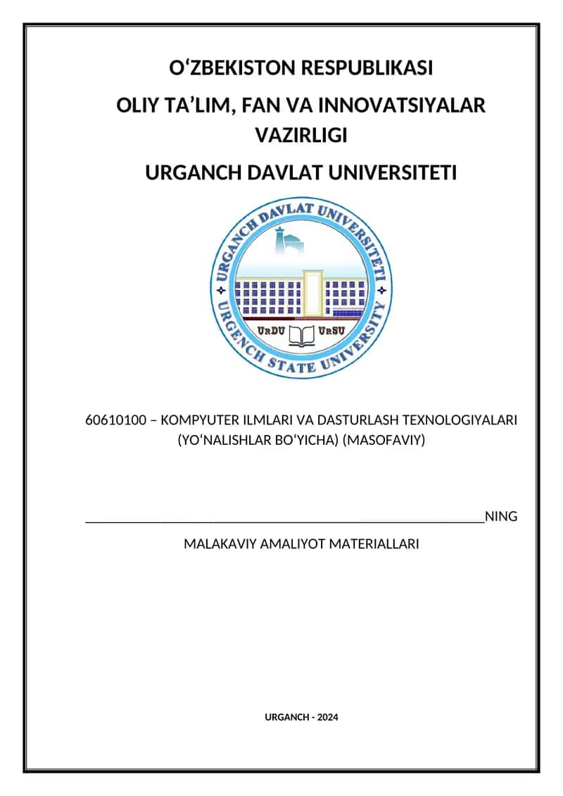 KOMPYUTER ILMLARI VA DASTURLASH TEXNOLOGIYALARI 1