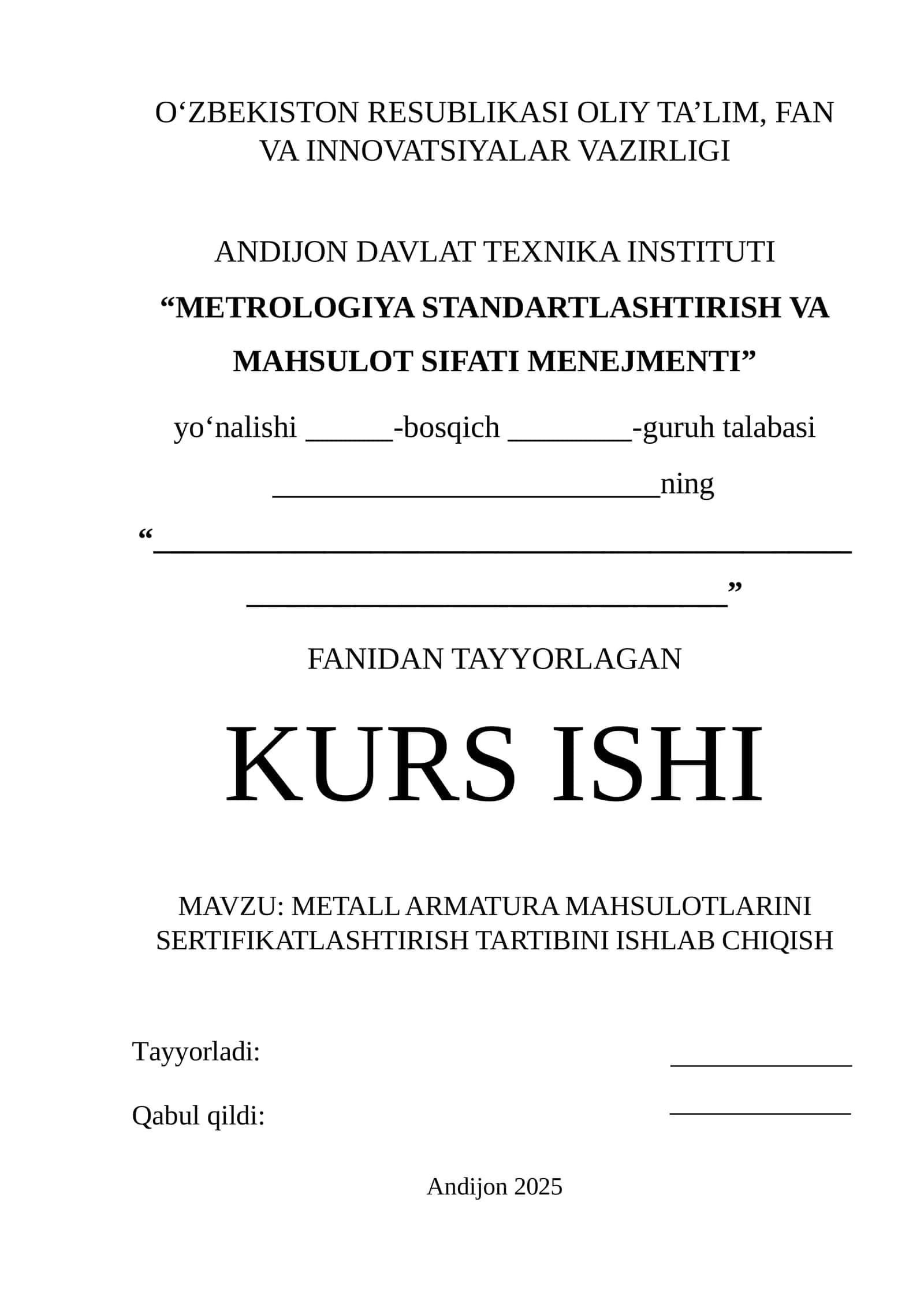 METALL ARMATURA MAHSULOTLARINI SERTIFIKATLASHTIRISH TARTIBI 1