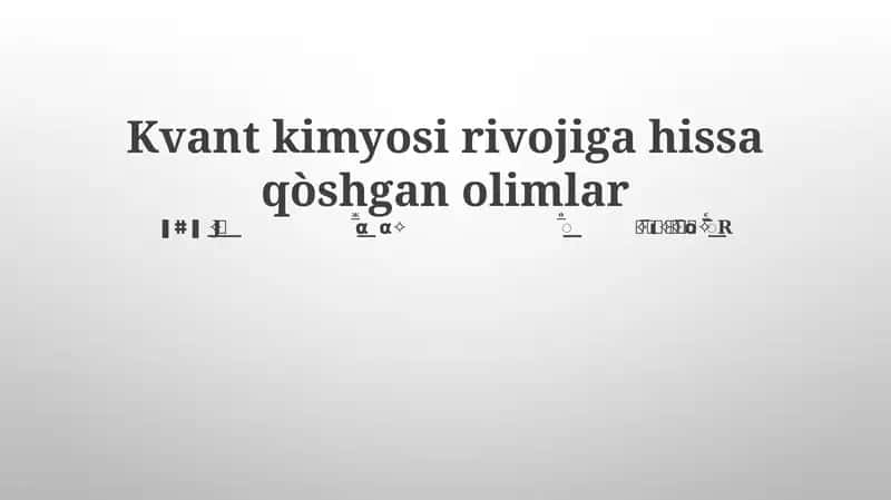 Kvant Kimyo Pionerlari 1