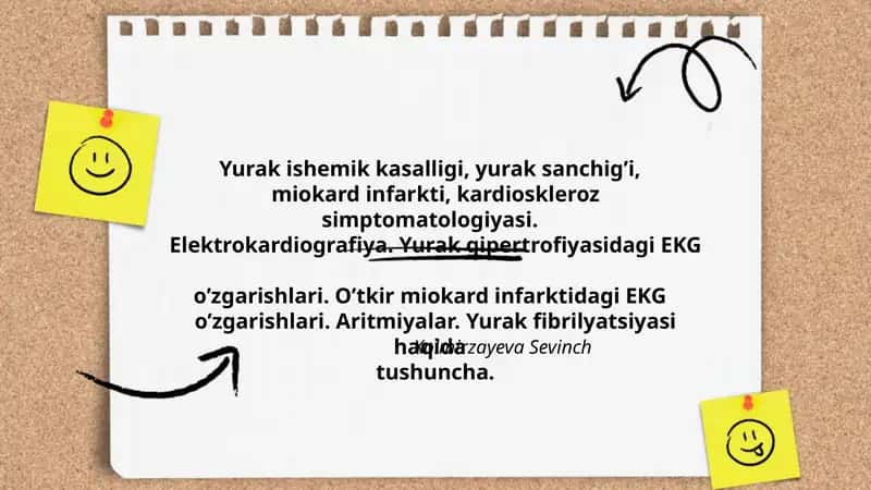 Yurak ishemik kasalligi, yurak sanchig’i, miokard infarkti, kardioskleroz simptomatologiyasi 1