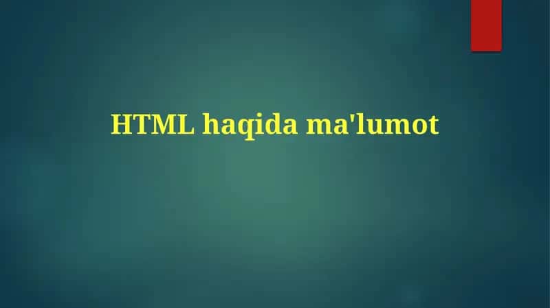 HTMLhaqidama'lumot 1