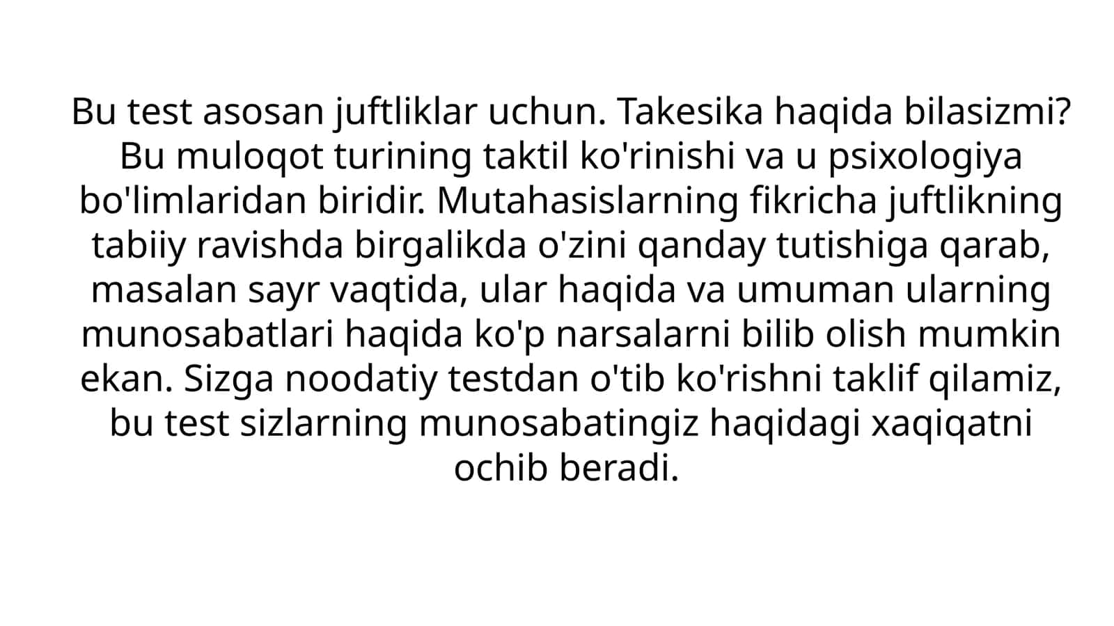 RASMDAGI QAYSI JUFTLIKNING BIR-BIRIGA BO'LGAN ILIQ MUNOSABATI, SIZNING JUFTLIGINGIZGA O'XSHAYDI? 1