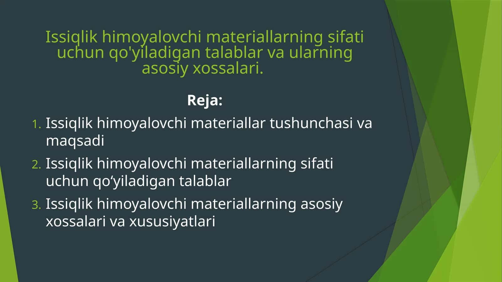 Issiqlik himoya loy'chimateriallari 1