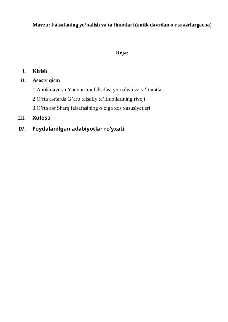 Falsafaning yo'nalish va ta'limotlari 1