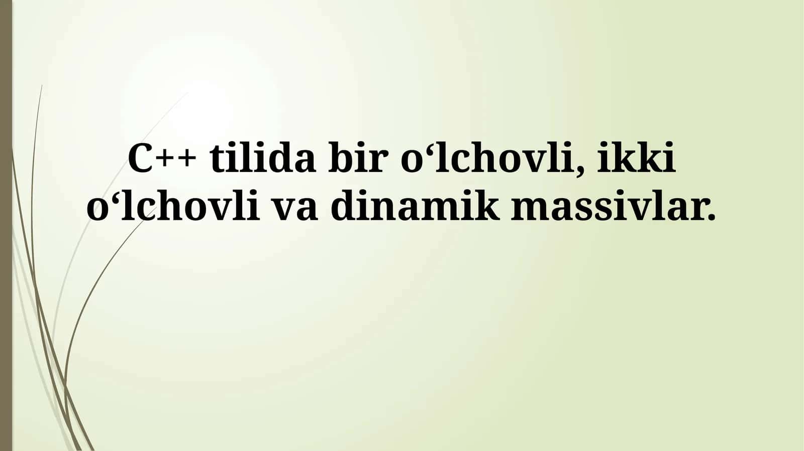 C++ tilida bir o‘lchovli, ikki o‘lchovli va dinamik massivlar 1