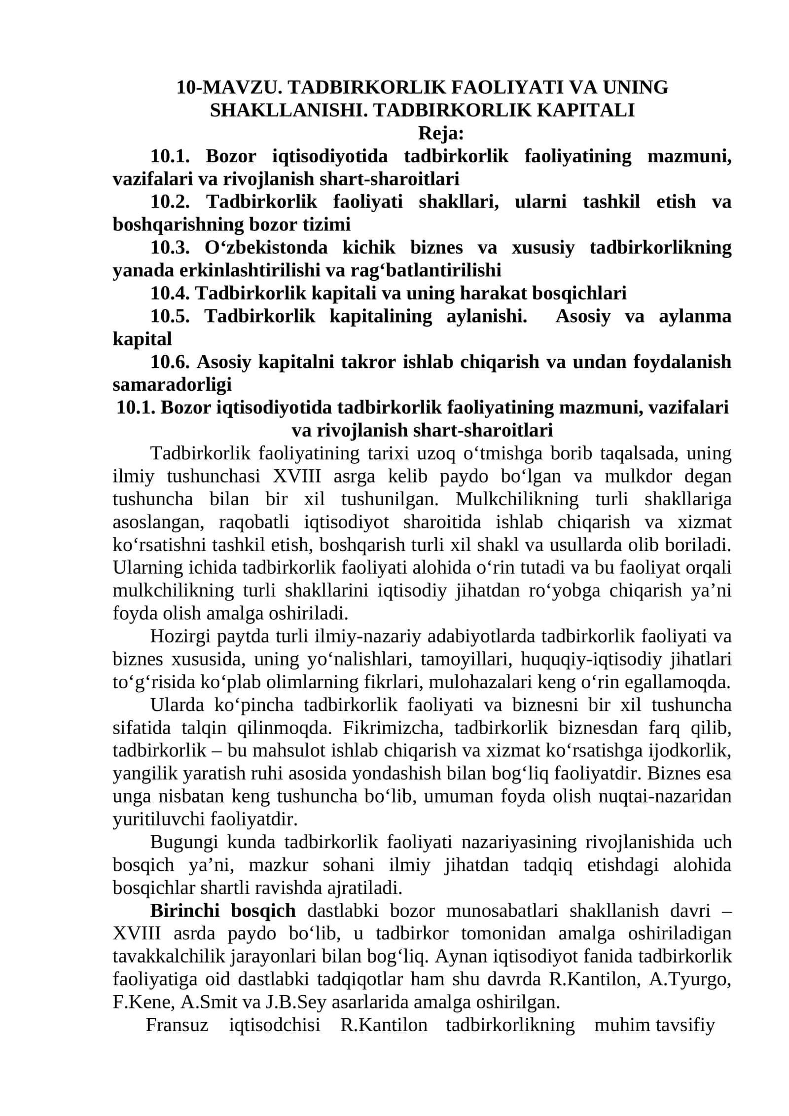 TADBIRKORLIK FAOLIYATI VA UNING SHAKLLANISHI 1