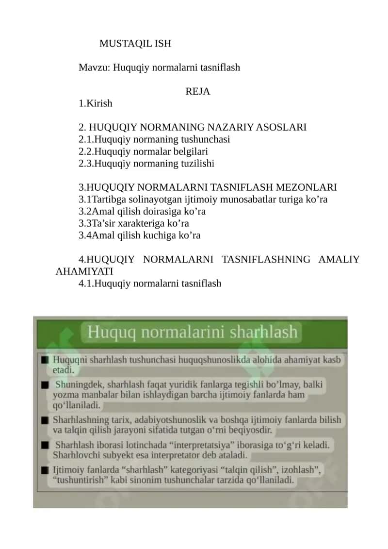 Huquqiy normalarni tasniflash 1