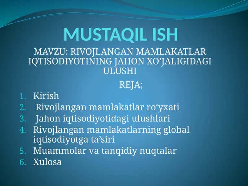 Rivojlangan mamlakatlar iqtisodiyoti 1