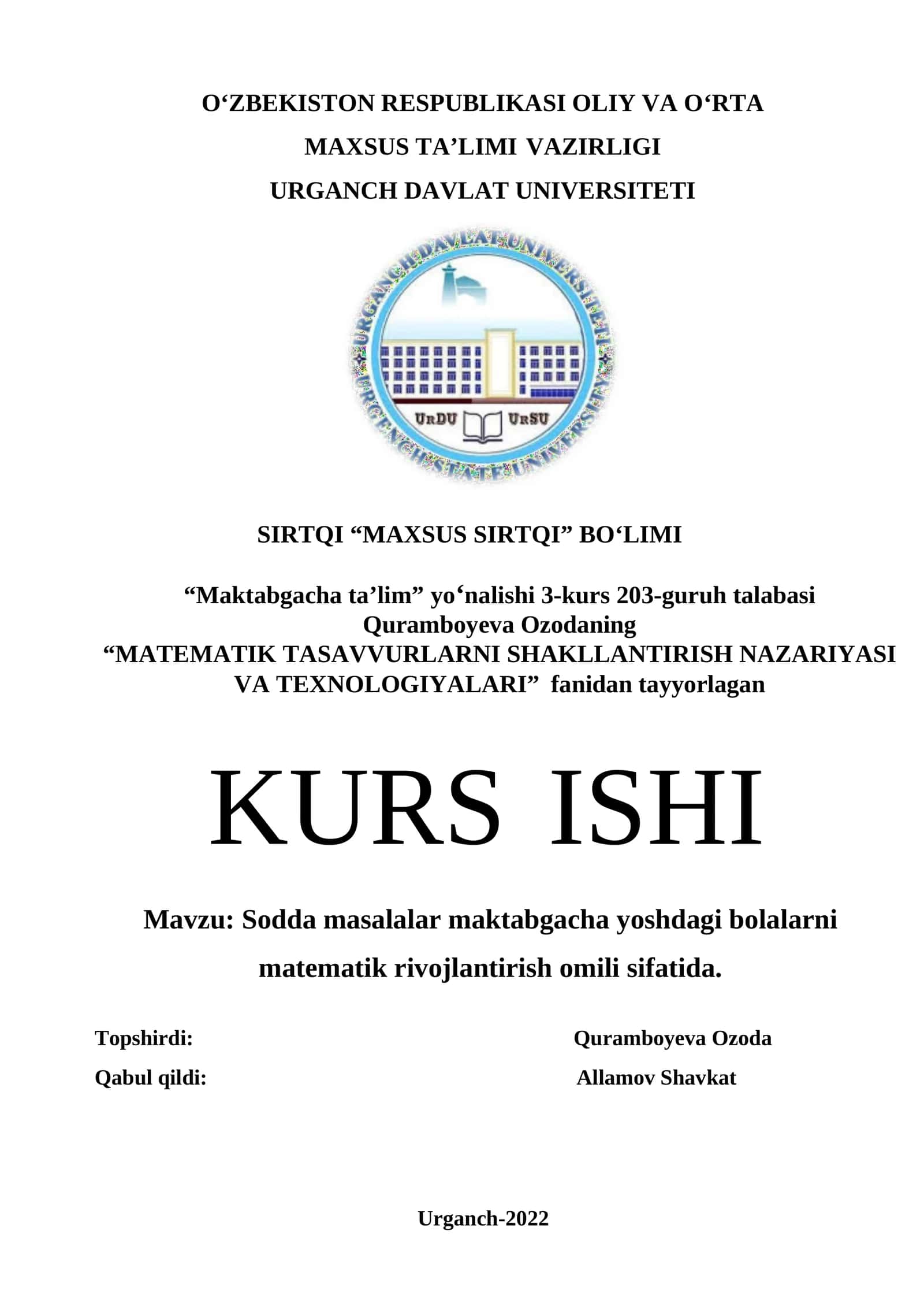 Sodda masalalar maktabgacha yoshdagi bolalarni matematik rivojlantirish omili sifatida 1