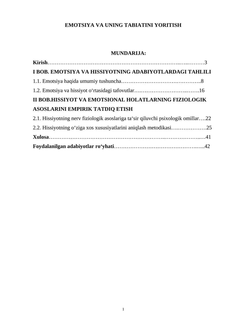 EMOTSIYA VA UNING TABIATINI YORITISH 1