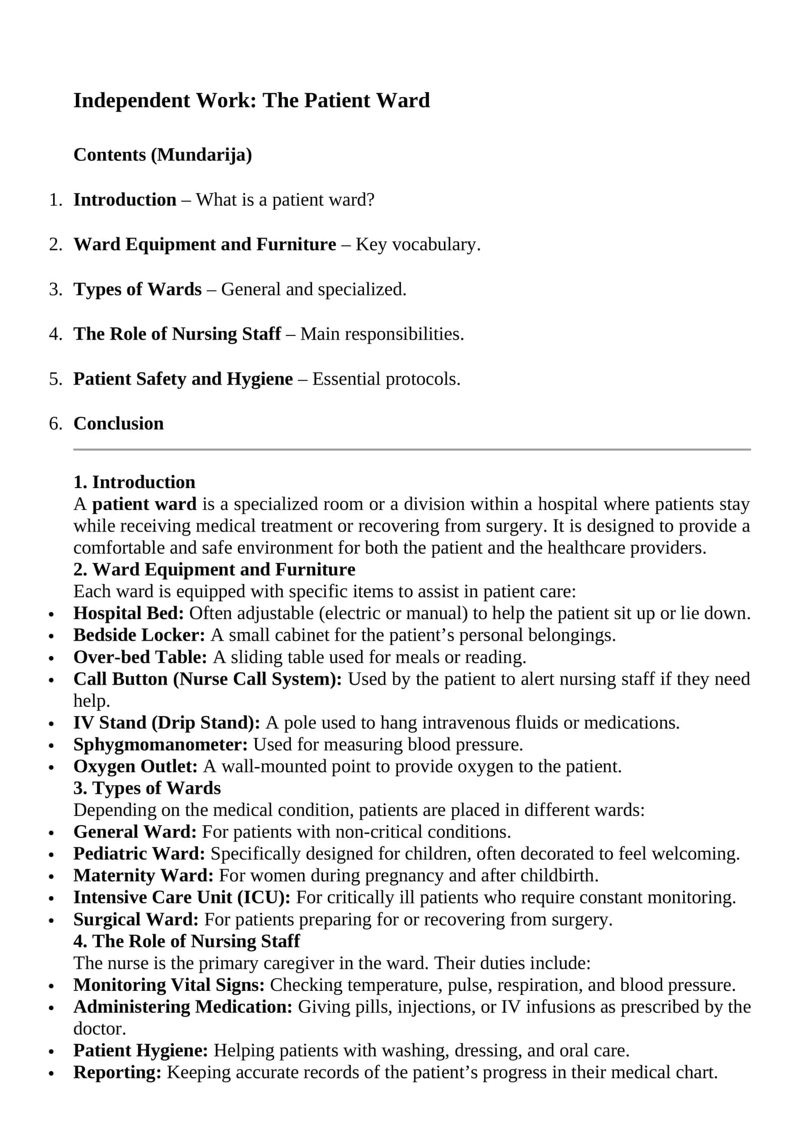 The Patient Ward 1