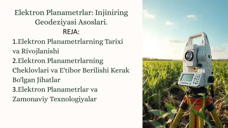 Elektron Planametrlar: Injiniring Geodeziyasi Asoslari 1