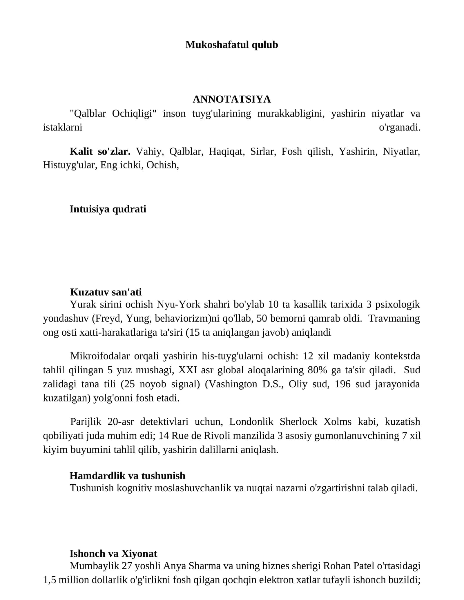 Mukoshafatul qulub 1
