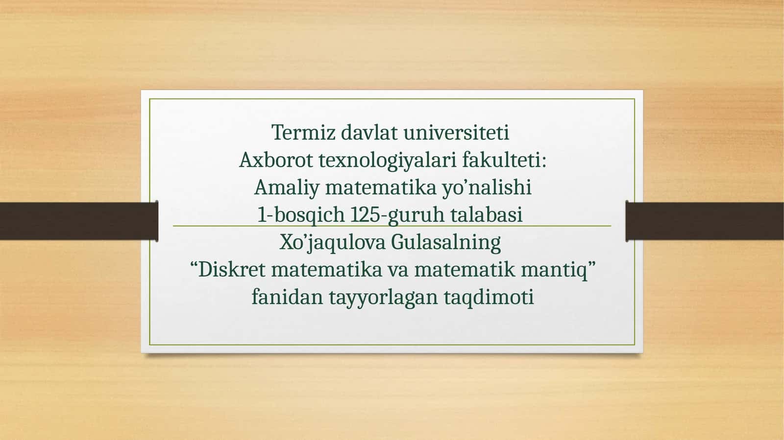 Diskret matematika va matematik mantiq 1