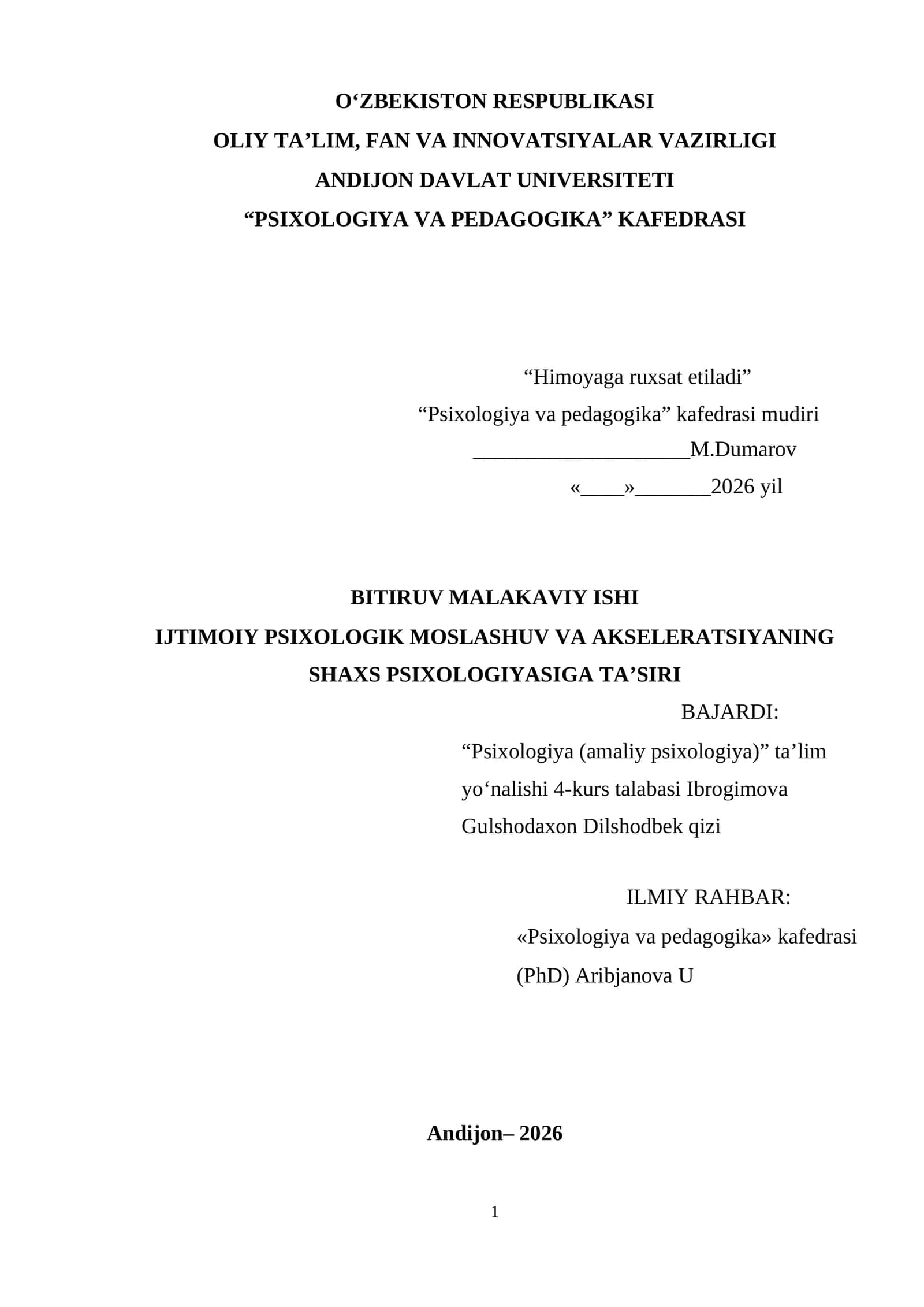 IJTIMOIY PSIXOLOGIK MOSLASHUV VA AKSELERATSIYANING SHAXS PSIXOLOGIYASIGA TA’SIRI 1