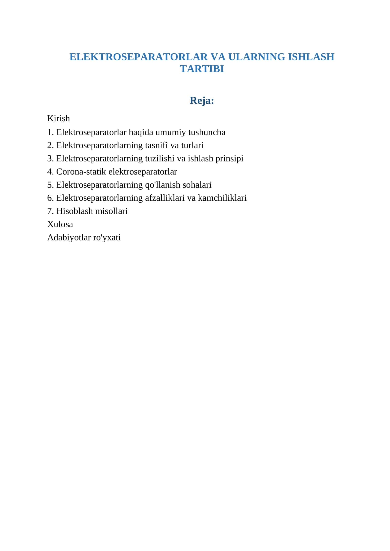 ELEKTROSEPARATORLAR VA ULARNING ISHLASH TARTIBI 1