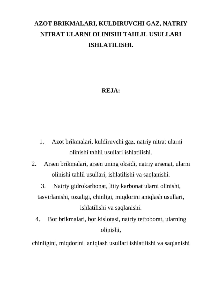 Natriy nitrat ularni olinishi tahlil usullari ishlatilishi 1