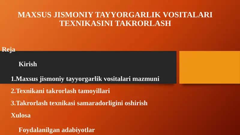 Maxsus Jismoniy Tayyorgarlik Vositalari Texnikasini Takrorlash 1