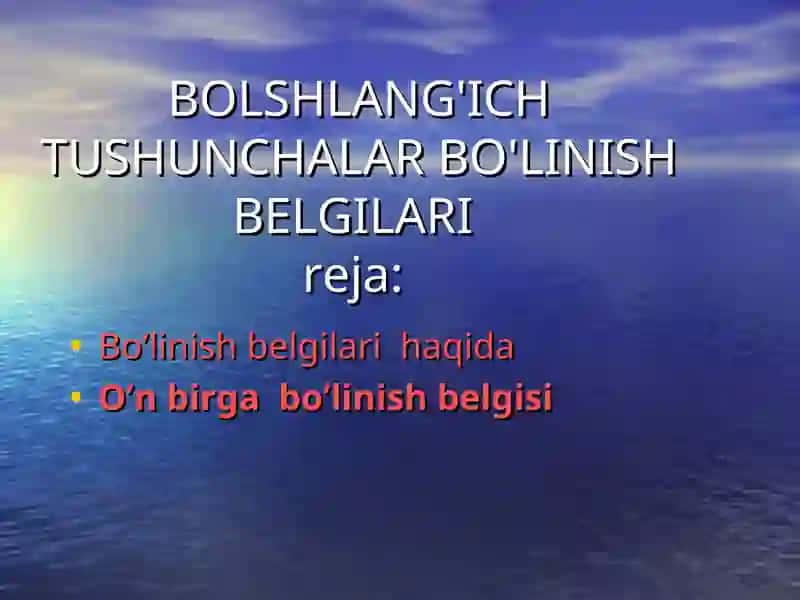 Bo'linish belgilari haqida