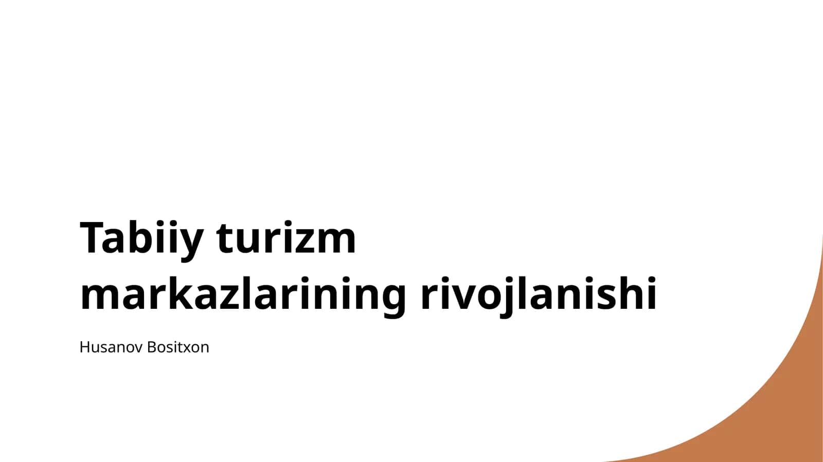 Tabiiy turizm markazlarining rivojlanishi 1