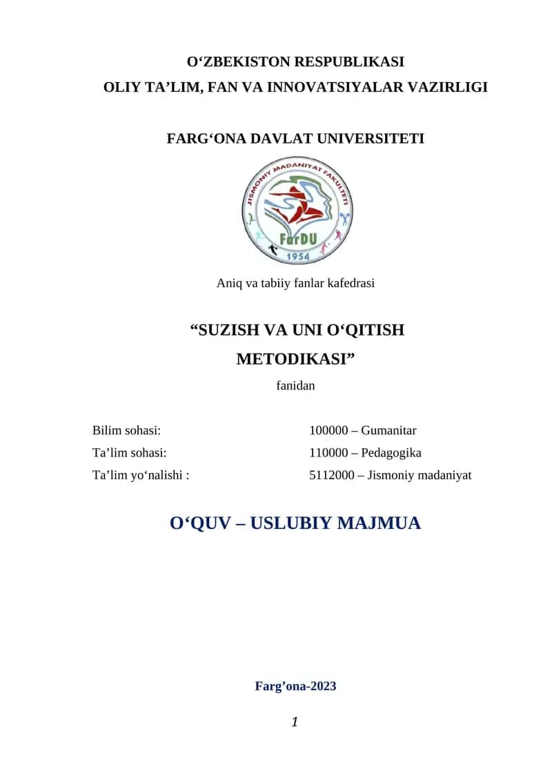 SUZISH VA UNI O‘QITISH METODIKASI 1