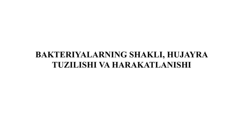 BAKTERIYALARNINGSHAKLI, HUJAYRA TUZILISHI VA HARAKATLANISHI 1