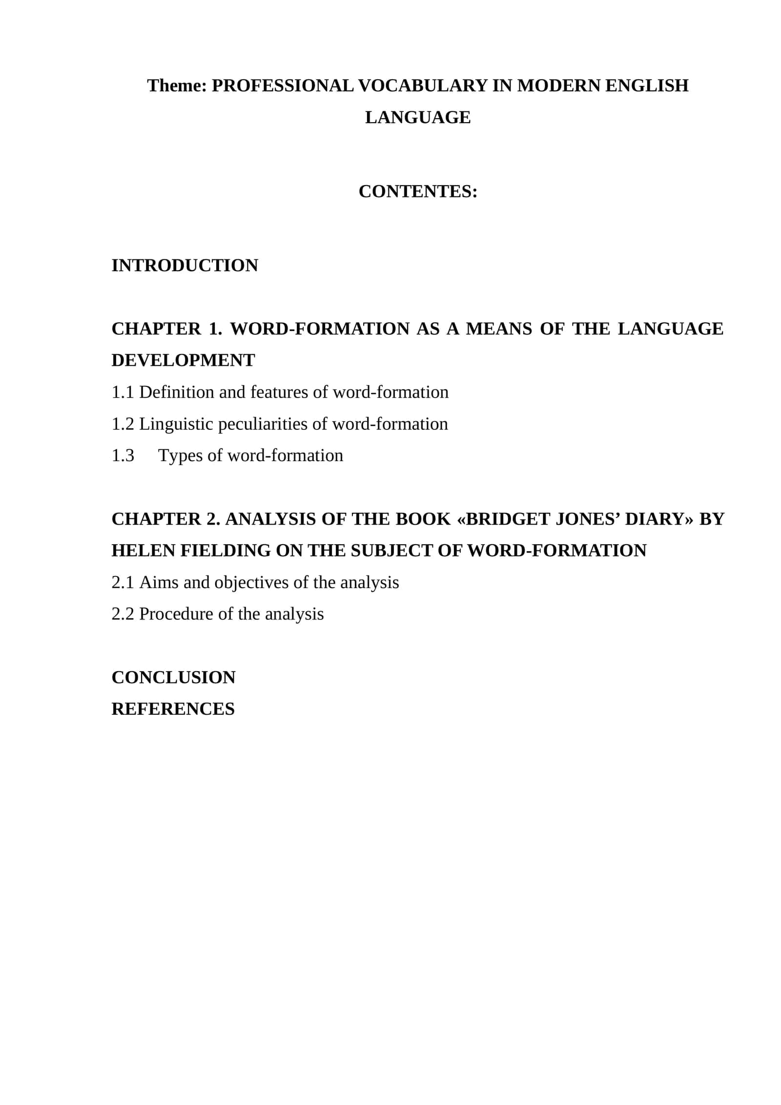 Professional Vocabulary in Modern English Language 1