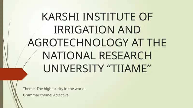 KARSHI INSTITUTE OF IRRIGATION AND AGROTECHNOLOGY 1