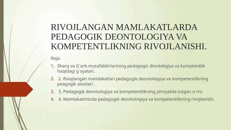 RIVOJLANGAN MAMLAKATLARDA PEDAGOGIK DEONTOLOGIYA VA KOMPETENTLIKNING RIVOJLANISHI 1