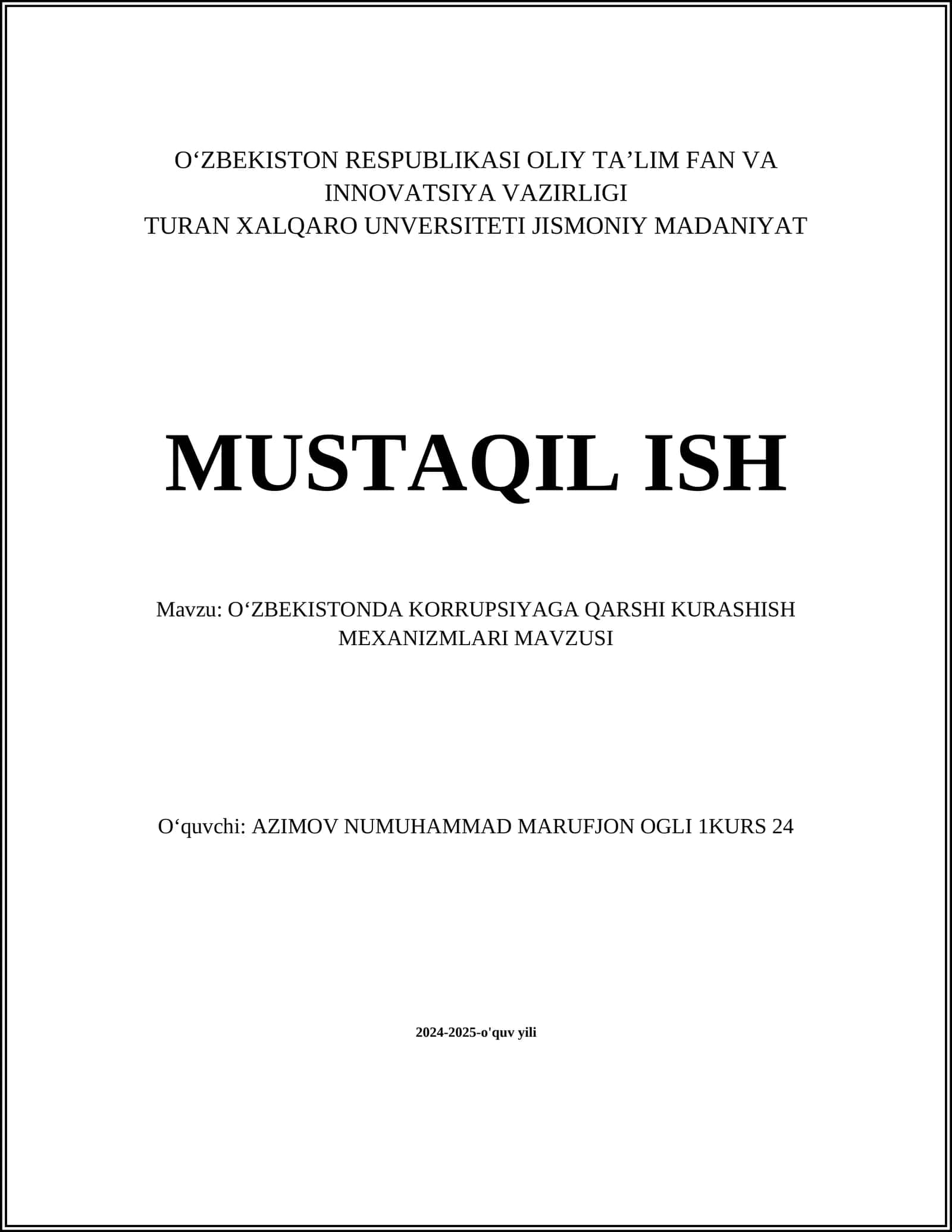 Oʻzbekistonda korrupsiyaga qarshi kurashish mexanizmlari 1