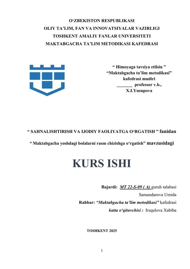Maktabgacha yoshdagi bolalarni rasm chizishga oʻrgatish 1