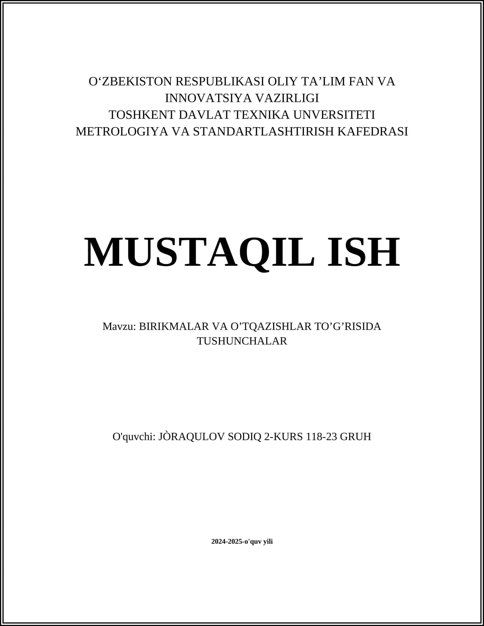 BIRIKMALAR VA O’TQAZISHLAR TO’G’RISIDA TUSHUNCHALAR 1
