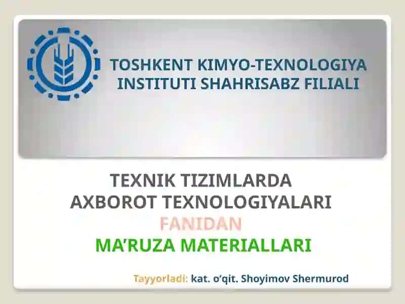 Tarmoq ma’lumot bazasi. Bulutli texnologiyalar.