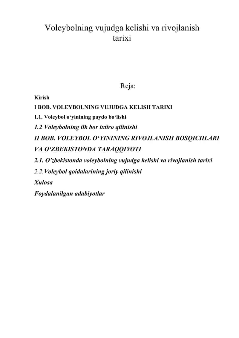 Voleybolning vujudga kelishi va rivojlanish tarixi 1