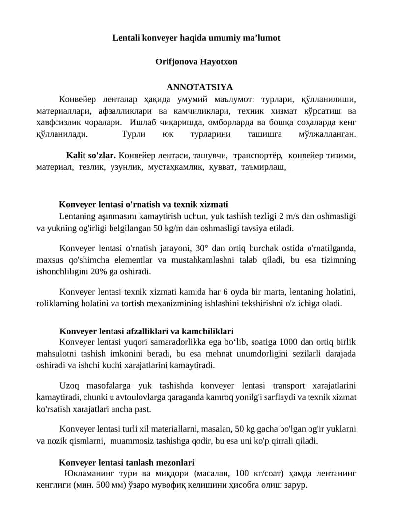Konveyer lentasi 1