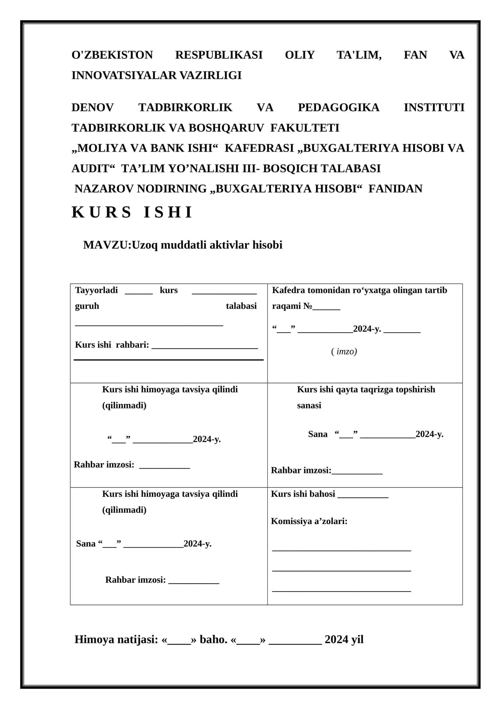 Uzoq muddatli aktivlar hisobi 1