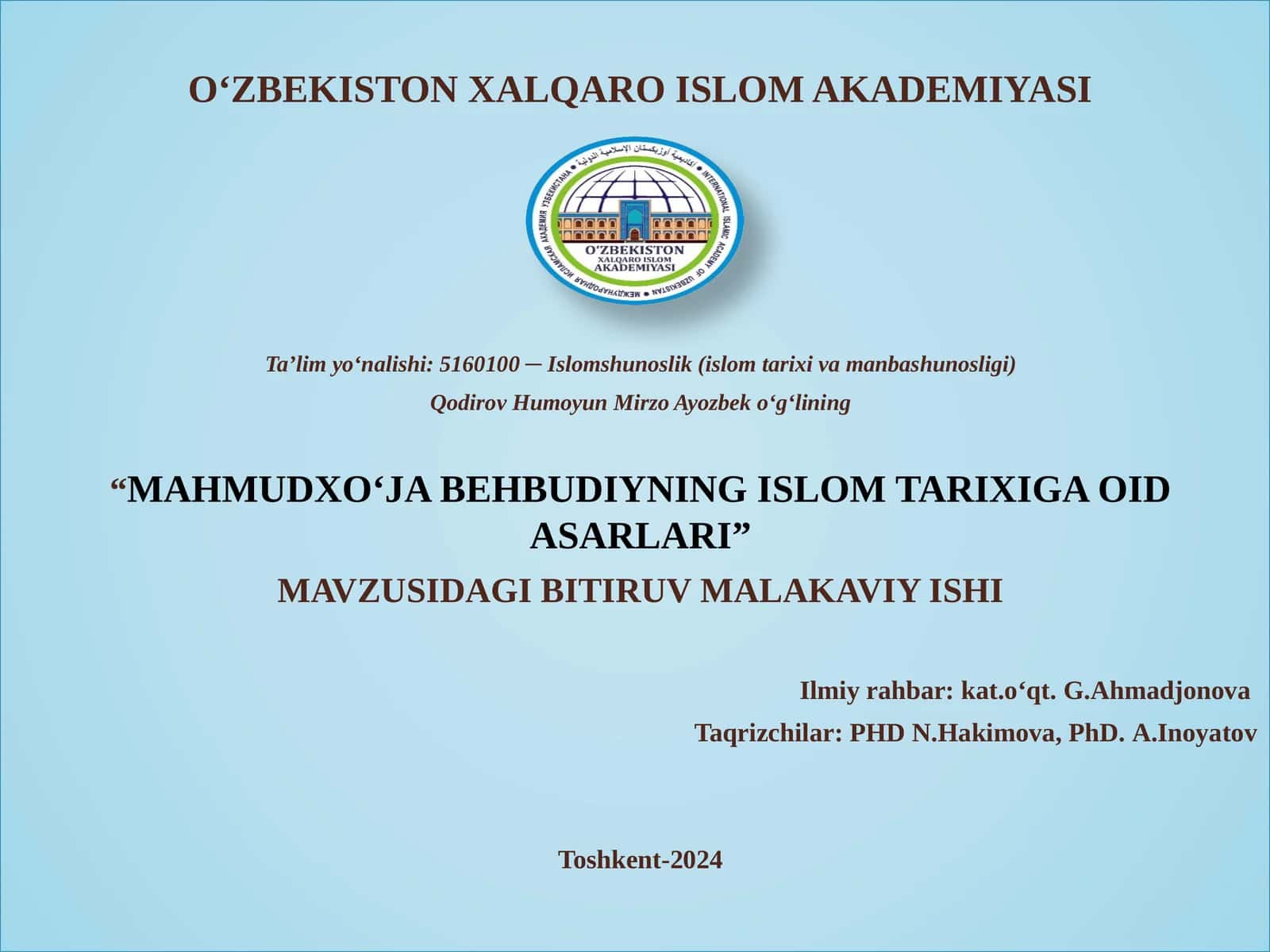 Mahmudxo‘ja Behbudiyning islom tarixiga oid asarlari 1