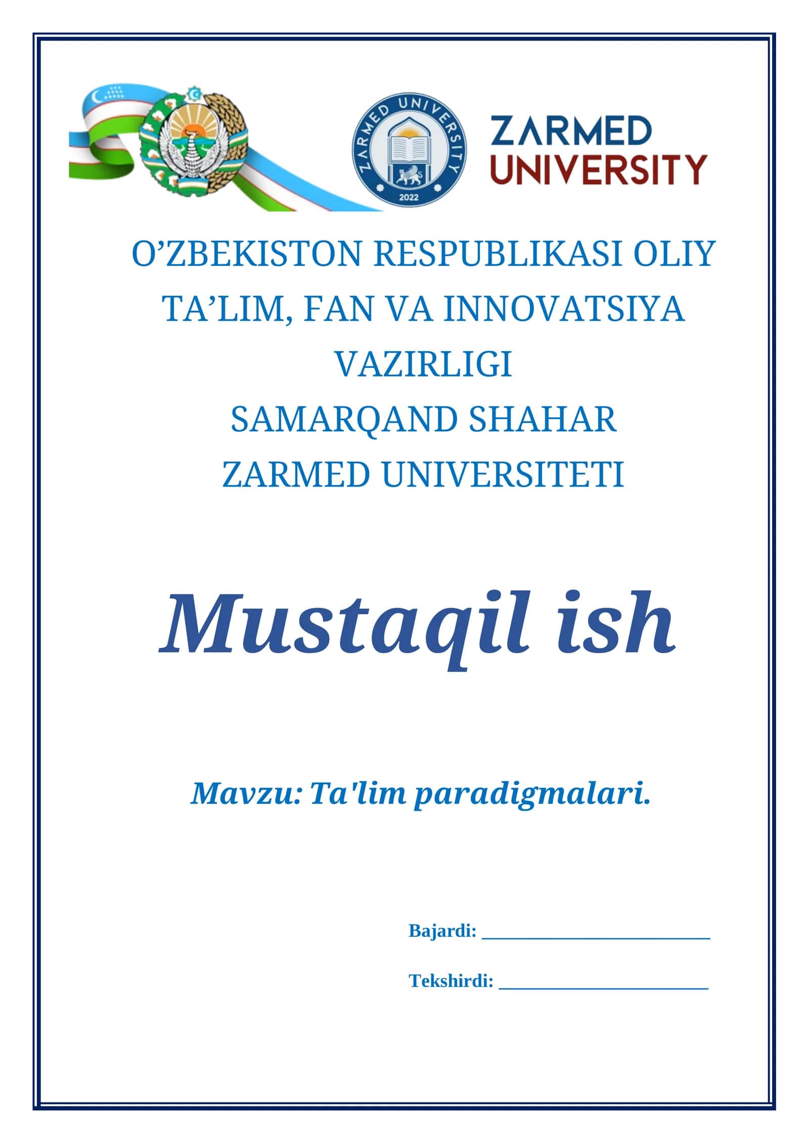 Ta'lim paradigmalari 1