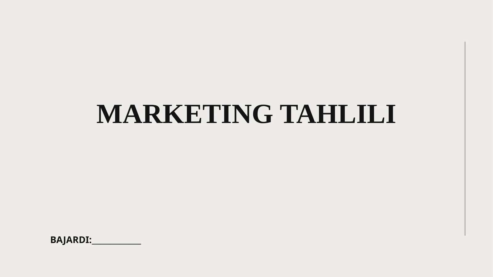 MARKETING TAHLILI 1