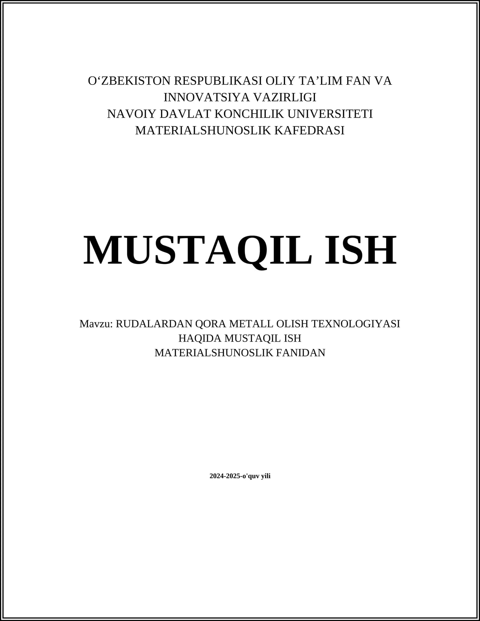 RUDALARDAN QORA METALL OLISH TEXNOLOGIYASI 1