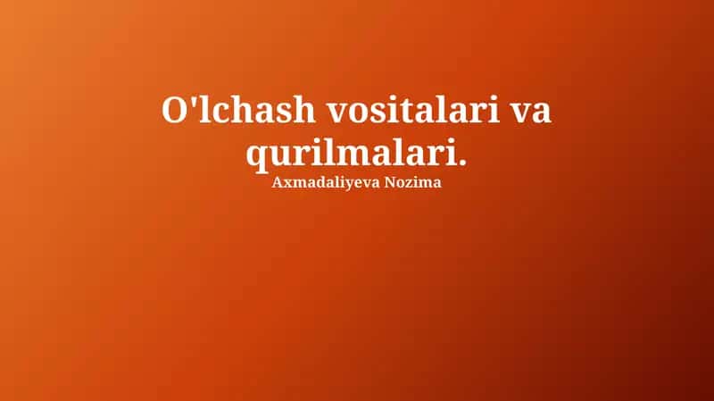 Optik o'lchash asboblari 1